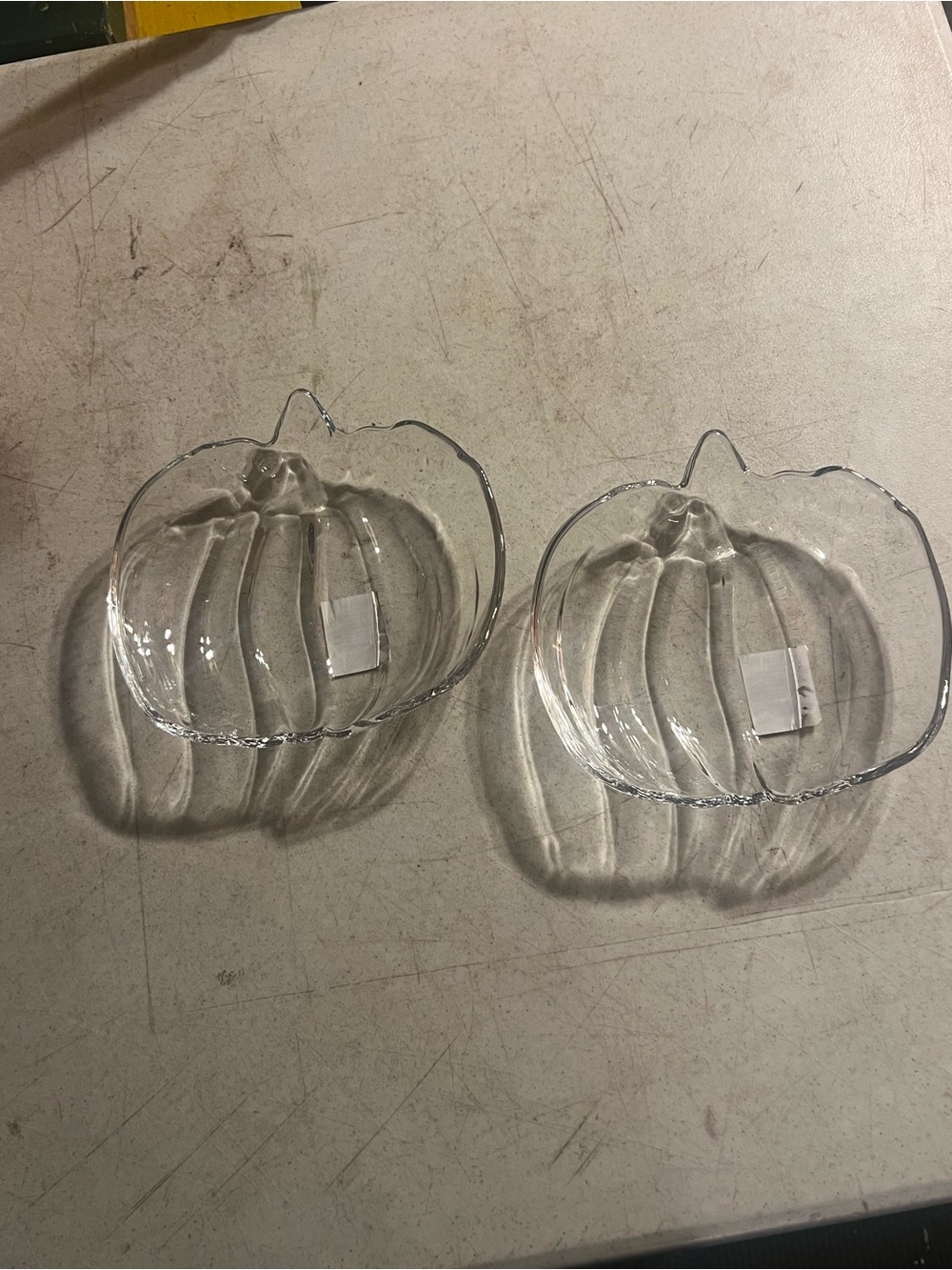 Hobby Lobby Clear Glass Pumpkin Dishes - Set of 2